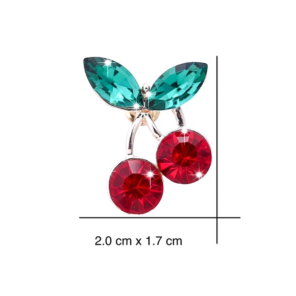 Crystal Red Cherry Earrings - Picture 6 of 7